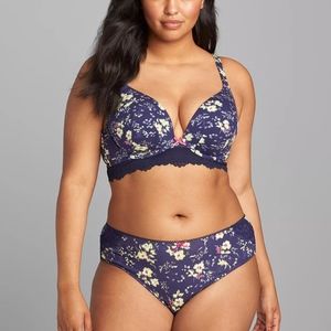 COTTON & LACE LONGLINE BOOST PLUNGE BRA